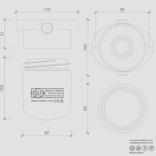 CERAMIC MOUNTED WALL LIGHT FROSTED E27 - DYKE & DEAN