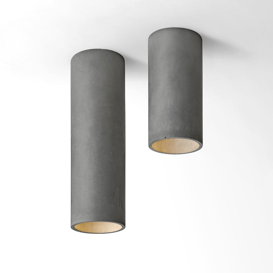 CONCRETE CYLINDER CEILING LIGHT DARK GREY - DYKE & DEAN