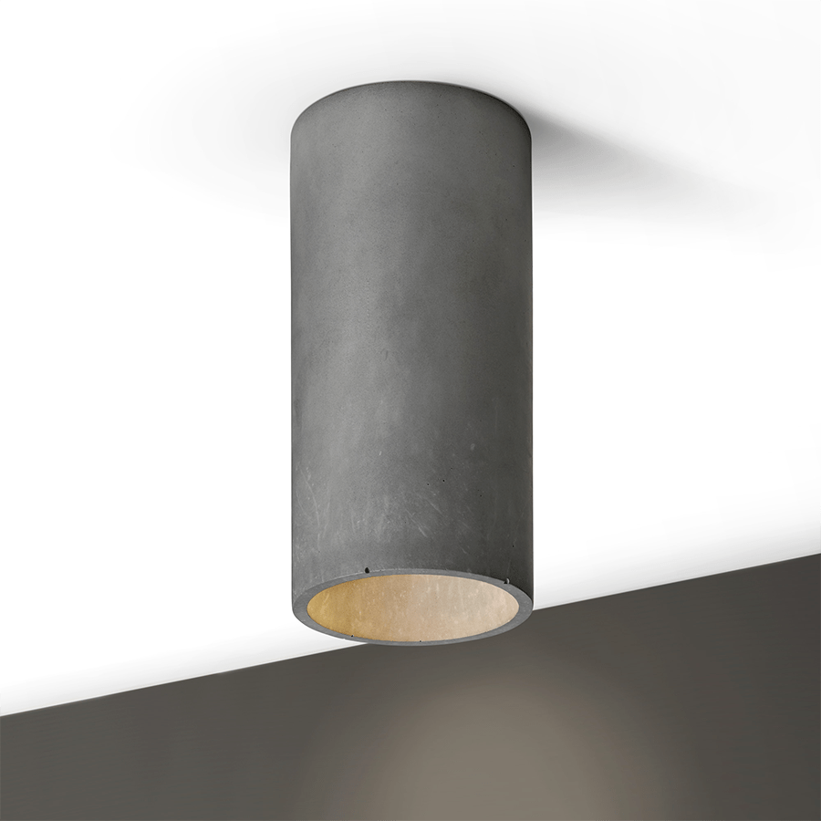 CONCRETE CYLINDER CEILING LIGHT DARK GREY - DYKE & DEAN