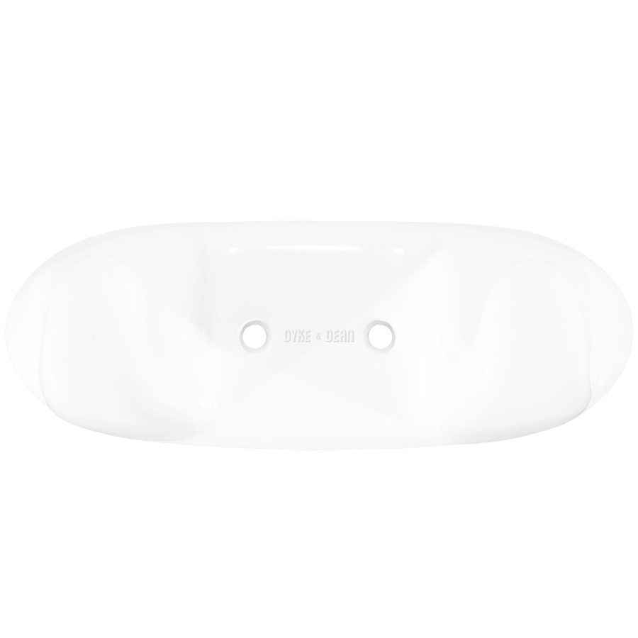 DOUBLE PORCELAIN HOOK PLATE WHITE - DYKE & DEAN