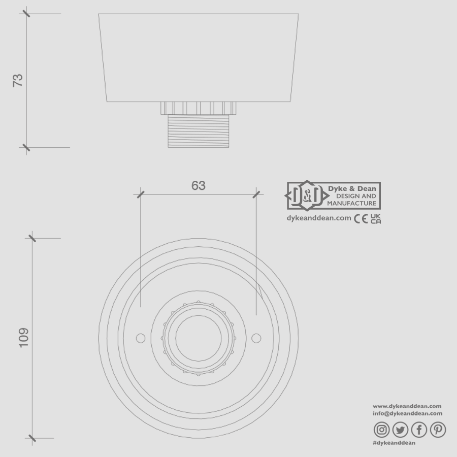 DUROPLAST CREAM REAR WIRED WALL & CEILING LIGHT - DYKE & DEAN