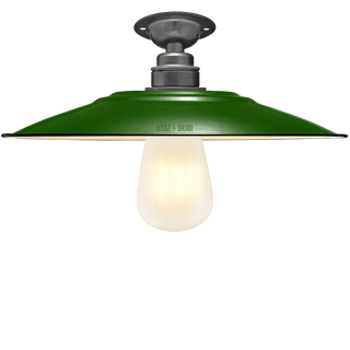 FIXED FLAT GREEN ENAMEL SHADE - DYKE & DEAN