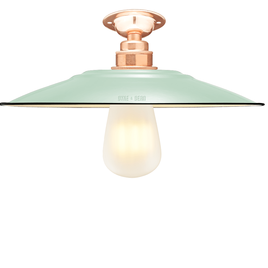 FIXED FLAT MINT GREEN ENAMEL SHADE - DYKE & DEAN