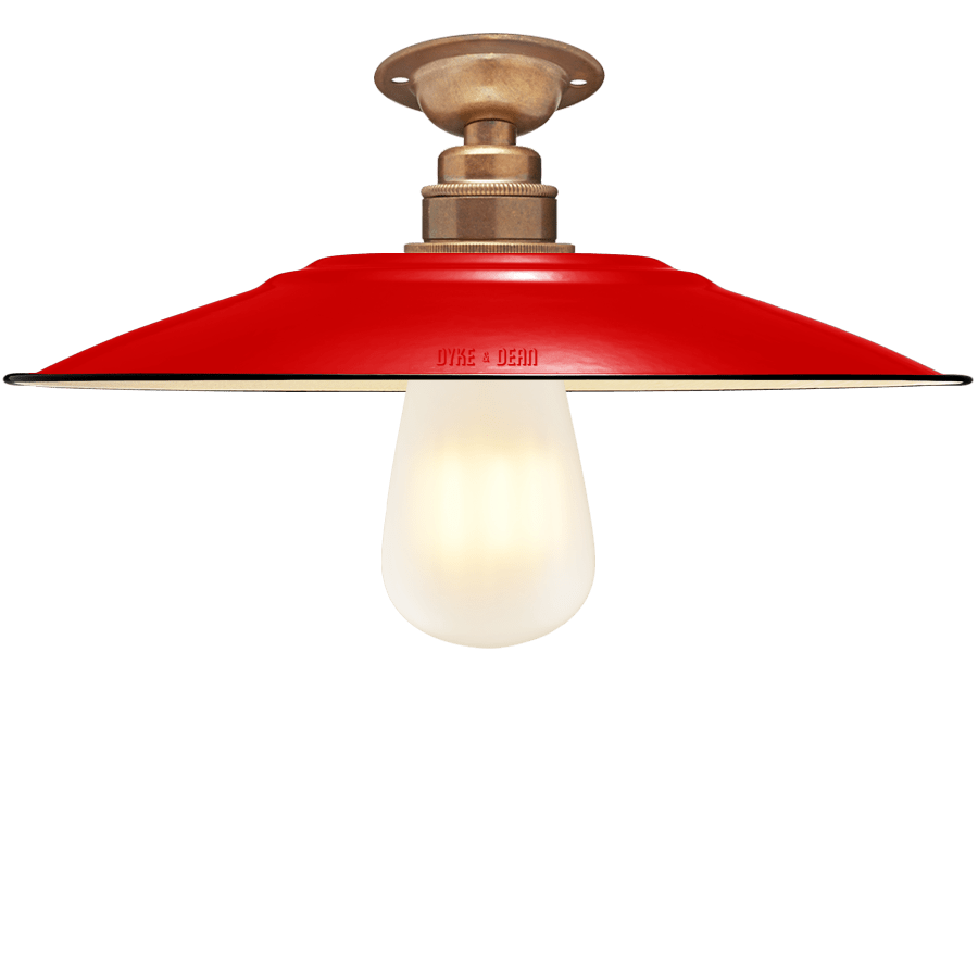 FIXED FLAT RED ENAMEL SHADE - DYKE & DEAN