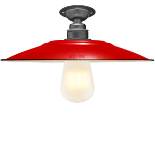 FIXED FLAT RED ENAMEL SHADE - DYKE & DEAN