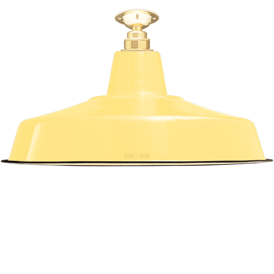 FIXED LARGE CUSTARD ENAMEL SHADE - DYKE & DEAN