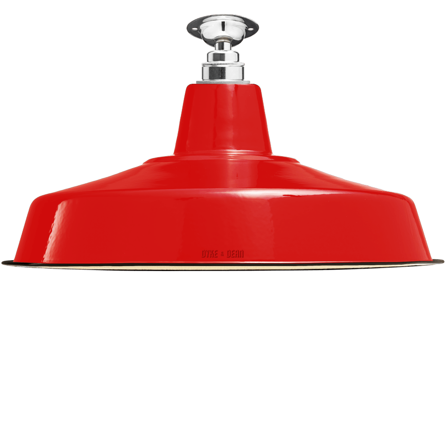 FIXED LARGE RED ENAMEL SHADE - DYKE & DEAN