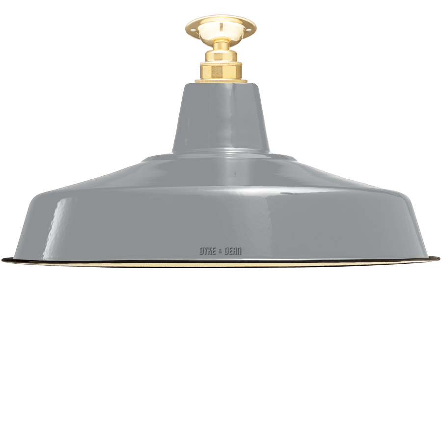 FIXED LARGE STORM GREY ENAMEL SHADE - DYKE & DEAN