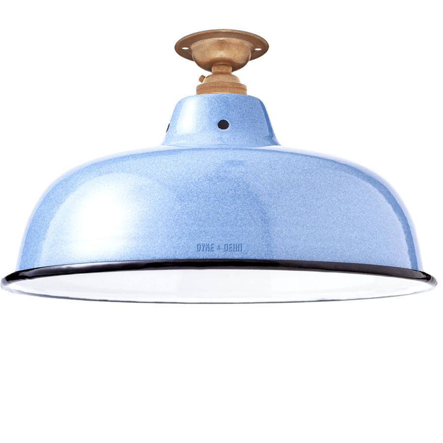 FIXED NECK VENT BLUE ENAMEL SHADE - DYKE & DEAN