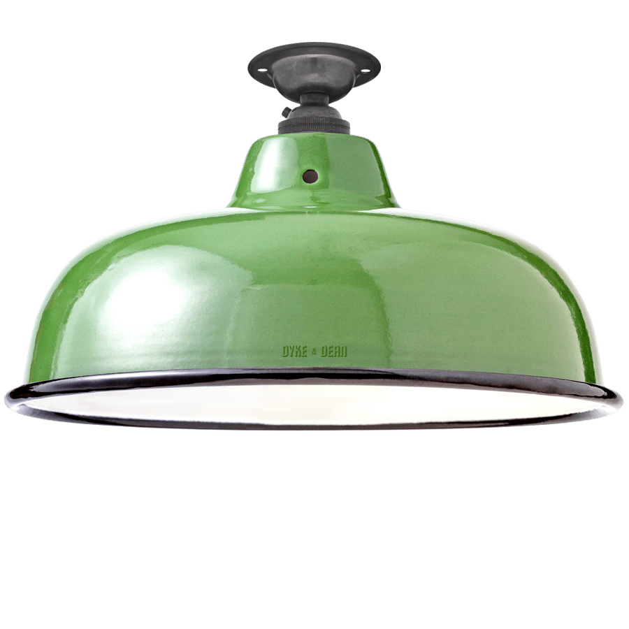 FIXED NECK VENT GREEN ENAMEL SHADE - DYKE & DEAN