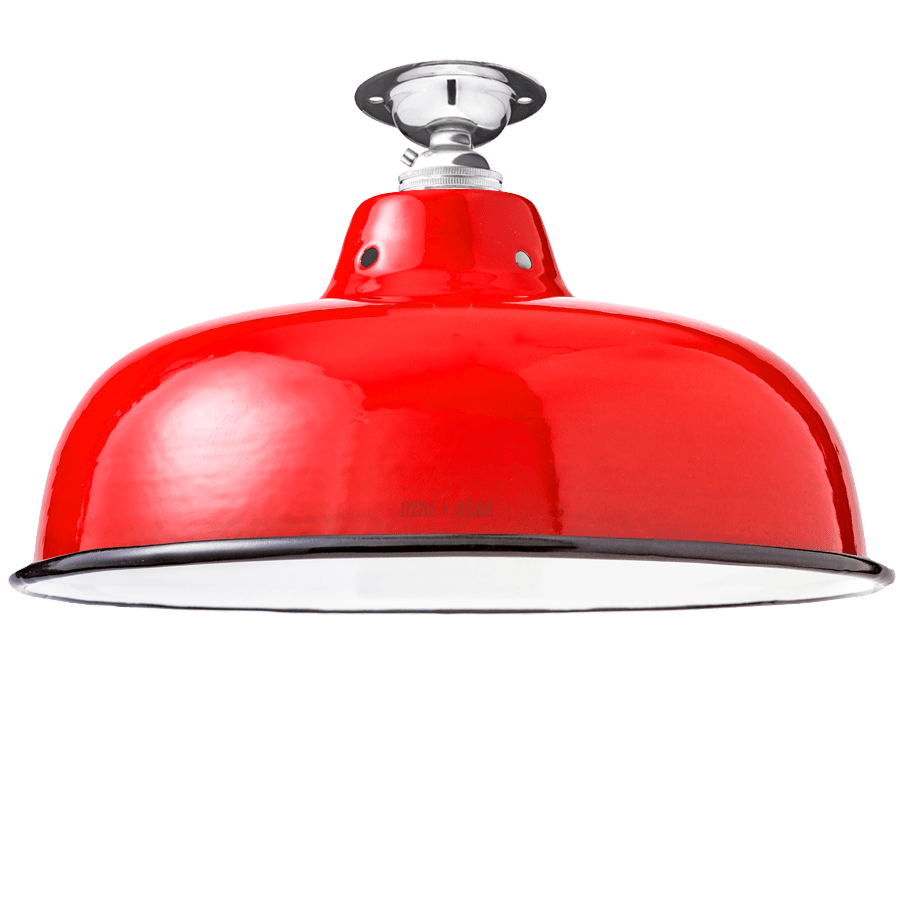 FIXED NECK VENT RED ENAMEL SHADE - DYKE & DEAN