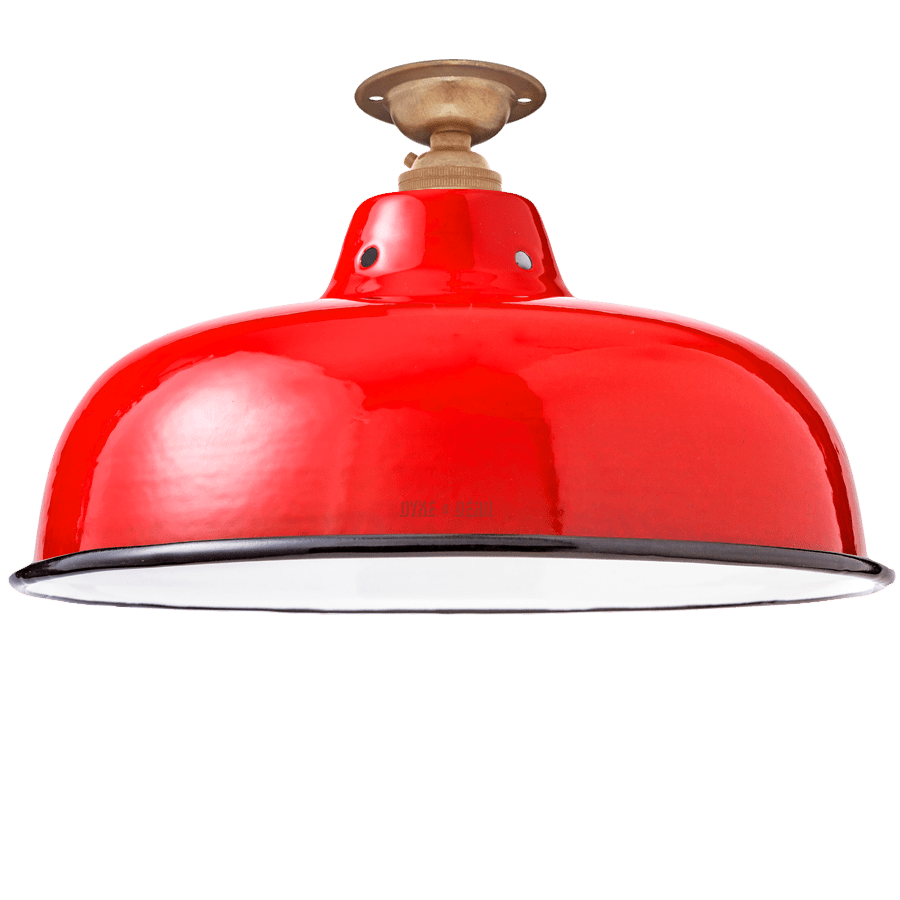 FIXED NECK VENT RED ENAMEL SHADE - DYKE & DEAN