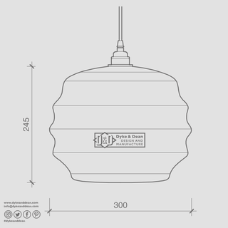 FIXED OPAL RIPPLE GLASS SHADE LARGE - DYKE & DEAN