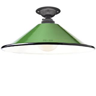 FIXED SMALL GREEN ENAMEL CONE SHADE - DYKE & DEAN