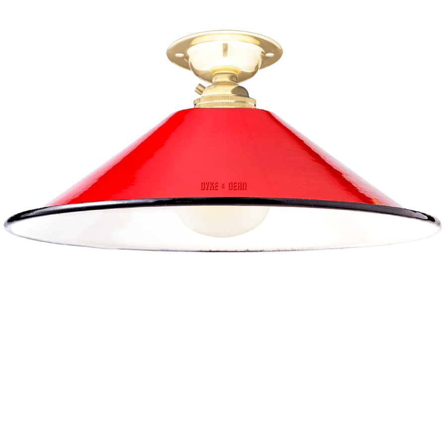 FIXED SMALL RED ENAMEL CONE SHADE - DYKE & DEAN