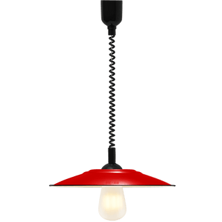 FLAT RED ENAMEL RETRACTABLE CORD LIGHT - DYKE & DEAN