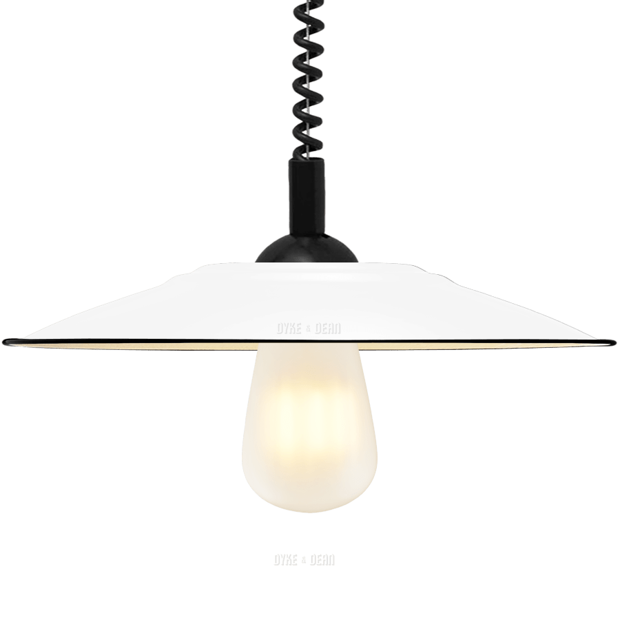 FLAT WHITE ENAMEL RETRACTABLE CORD LIGHT - DYKE & DEAN