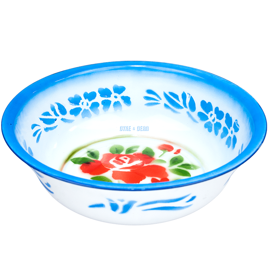 FLOWER ENAMEL SERVING BOWL BLUE - DYKE & DEAN