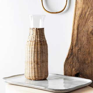 GLASS CARAFE WITH RATTAN SLEEVE - DYKE & DEAN