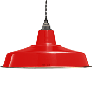 LARGE RED ENAMEL SHADE - DYKE & DEAN
