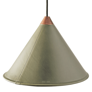 LEATHER CONE LAMP GREEN GRASS - DYKE & DEAN