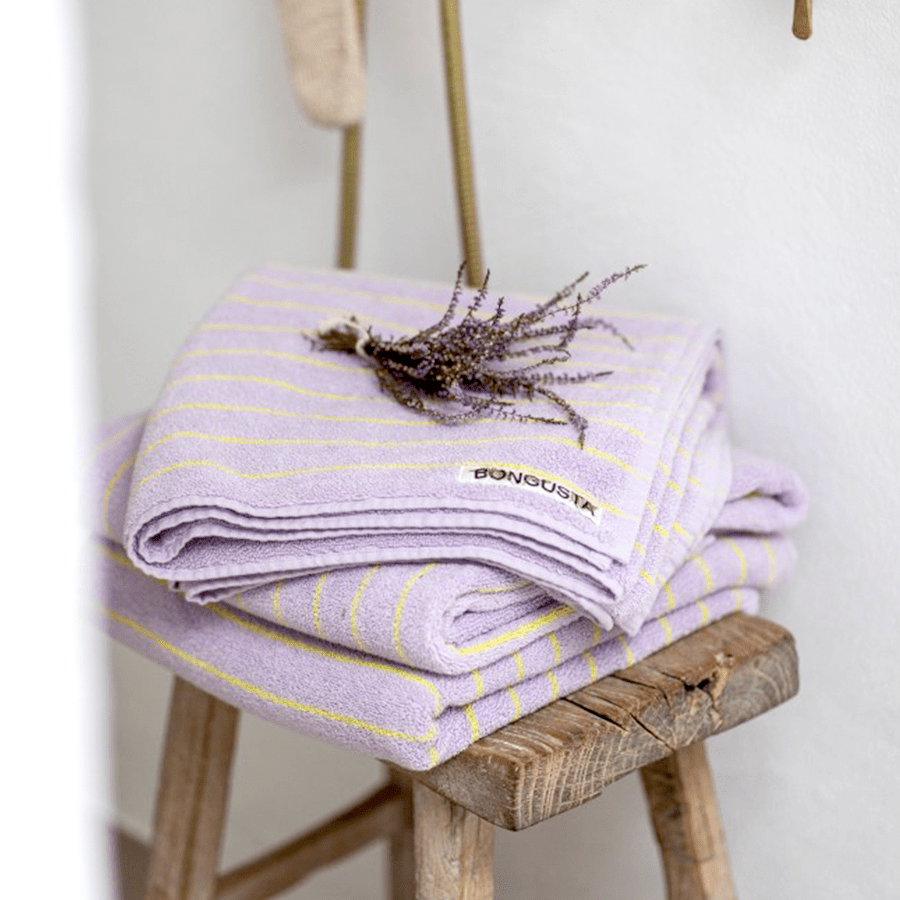 NARAM BATH TOWELS LILAC & NEON YELLOW - DYKE & DEAN