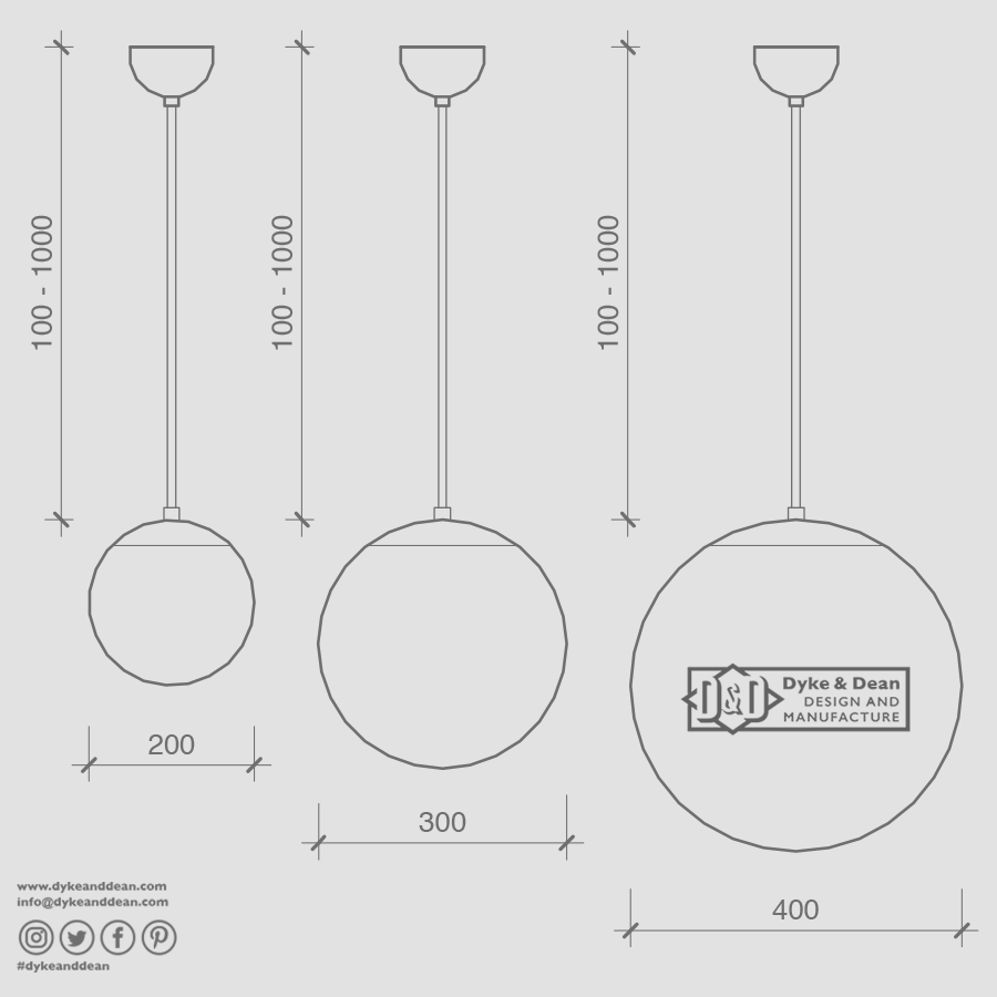 OPAL GLOBE PENDANT WHITE 400mm - DYKE & DEAN