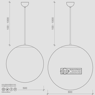 OPAL GLOBE PENDANT WHITE 500mm - DYKE & DEAN