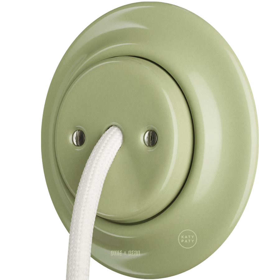 PORCELAIN WALL CABLE GLAND SOCKET MOSS GREEN - DYKE & DEAN