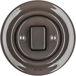 PORCELAIN WALL LIGHT SWITCH BROWN FAT BUTTON - DYKE & DEAN