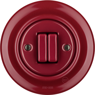 PORCELAIN WALL LIGHT SWITCH BURGUNDY DOUBLE - DYKE & DEAN