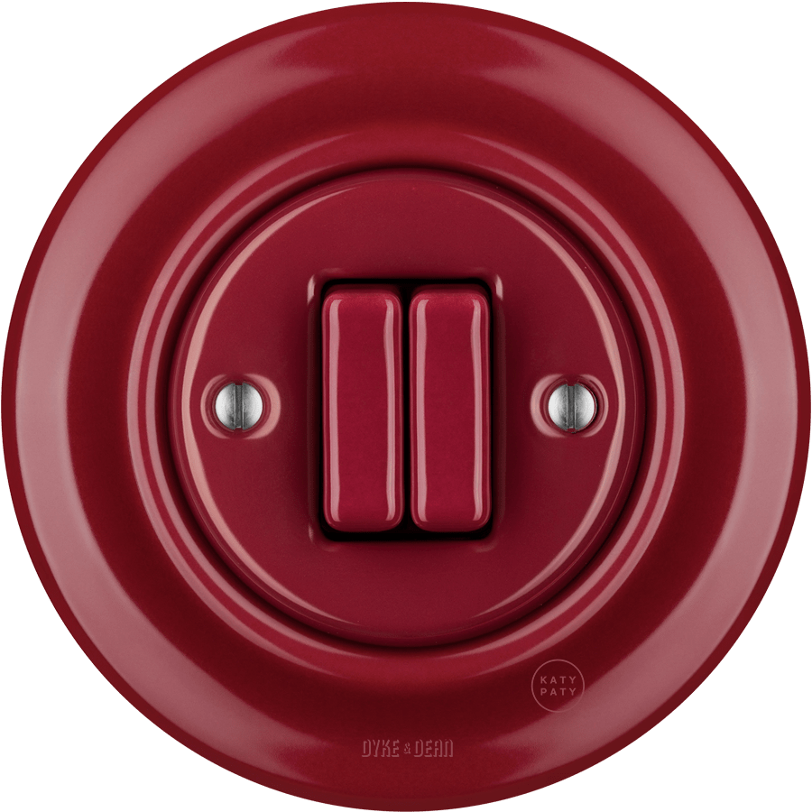 PORCELAIN WALL LIGHT SWITCH BURGUNDY DOUBLE - DYKE & DEAN