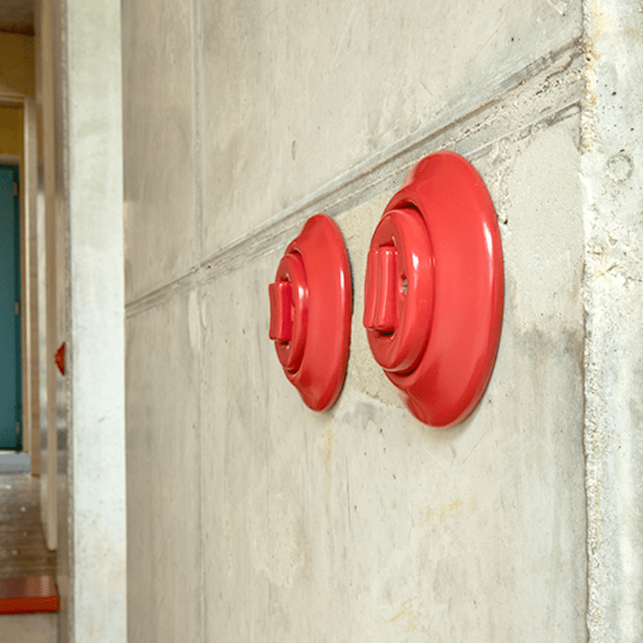 PORCELAIN WALL LIGHT SWITCH BURGUNDY FAT BUTTON - DYKE & DEAN