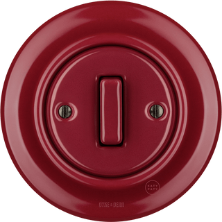 PORCELAIN WALL LIGHT SWITCH BURGUNDY SLIM BUTTON - DYKE & DEAN