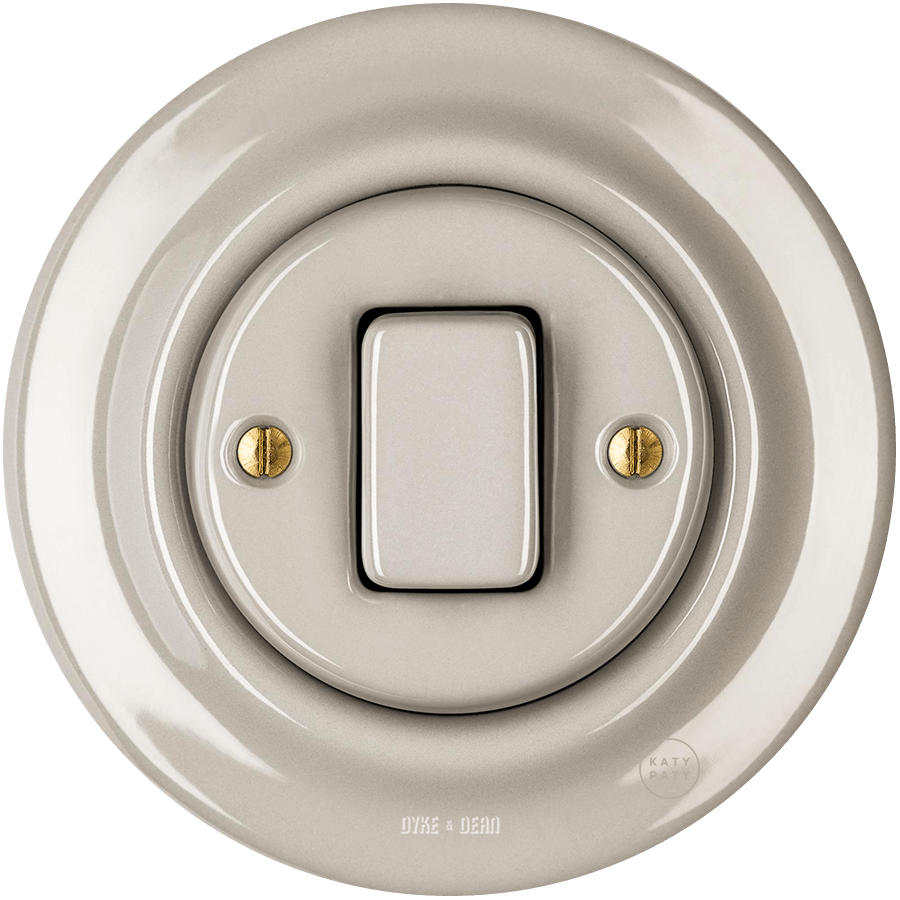 PORCELAIN WALL LIGHT SWITCH CAPPUCCINO FAT BUTTON - DYKE & DEAN