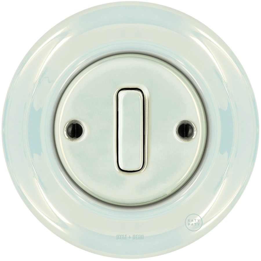 PORCELAIN WALL LIGHT SWITCH CONCHA SLIM BUTTON - DYKE & DEAN