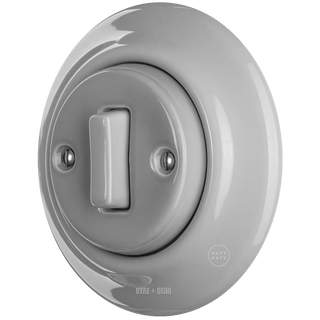 PORCELAIN WALL LIGHT SWITCH GREY SLIM BUTTON - DYKE & DEAN