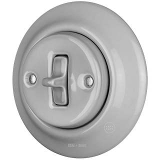 PORCELAIN WALL LIGHT SWITCH GREY TOGGLE - DYKE & DEAN