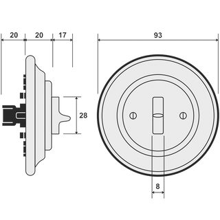 PORCELAIN WALL LIGHT SWITCH GREY TOGGLE - DYKE & DEAN