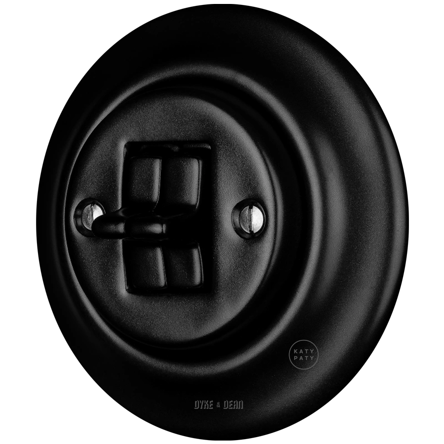 PORCELAIN WALL LIGHT SWITCH MATT BLACK 2 TOGGLE - DYKE & DEAN