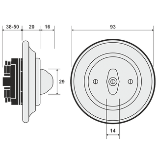 PORCELAIN WALL LIGHT SWITCH MATT BLACK ROTARY - DYKE & DEAN