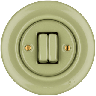 PORCELAIN WALL LIGHT SWITCH MOSS GREEN DOUBLE - DYKE & DEAN