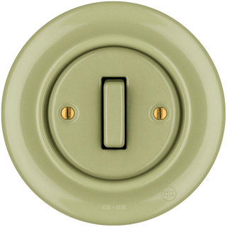 PORCELAIN WALL LIGHT SWITCH MOSS GREEN SLIM BUTTON - DYKE & DEAN