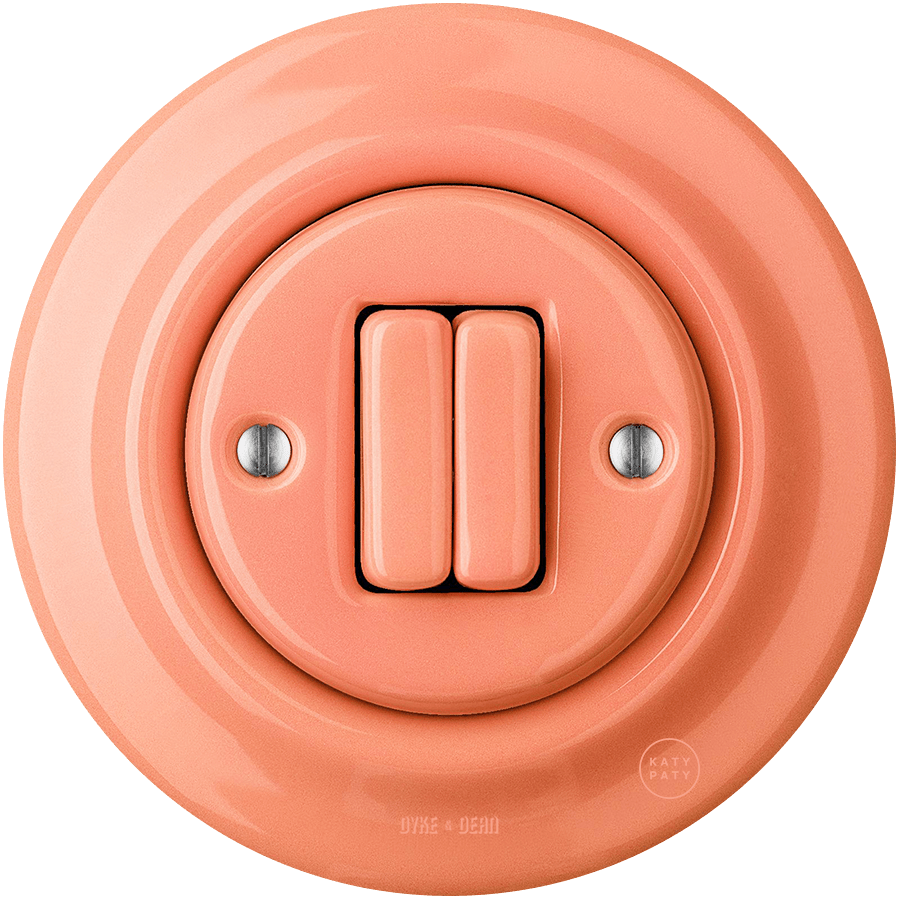 PORCELAIN WALL LIGHT SWITCH SALMON DOUBLE - DYKE & DEAN