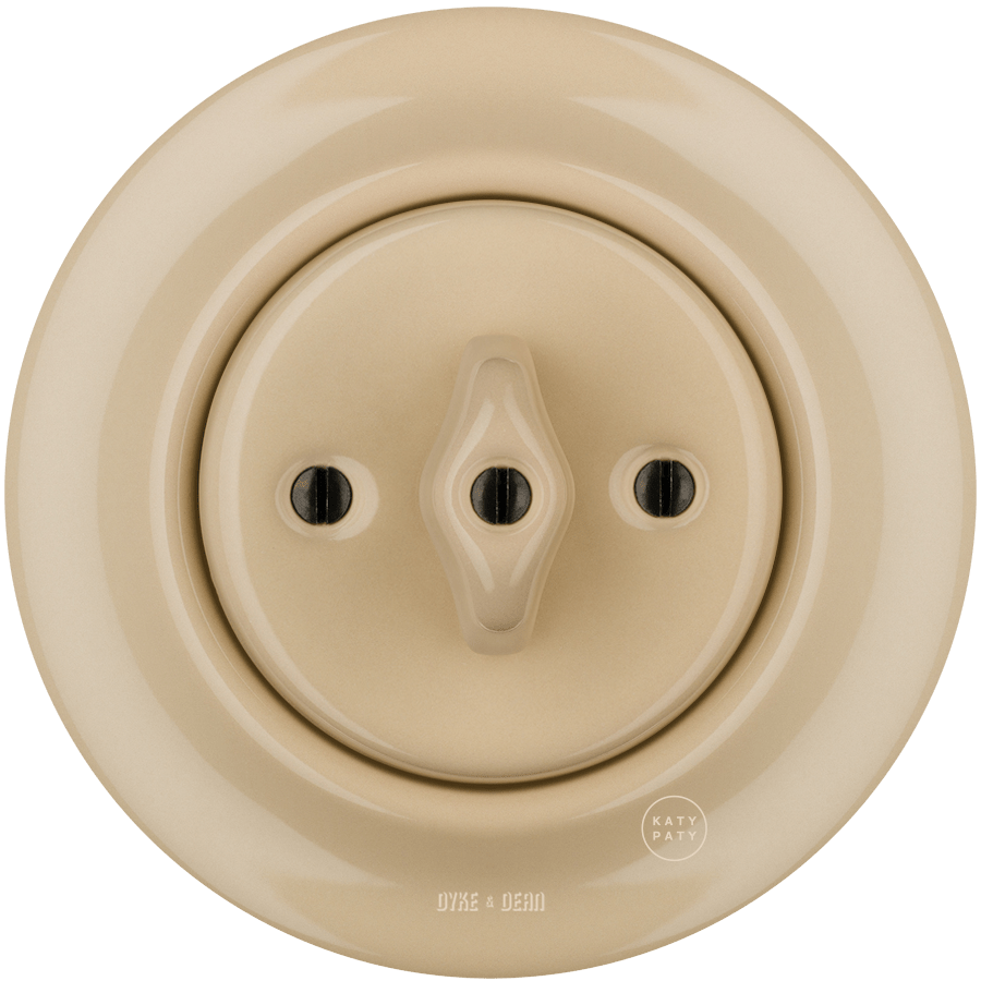 PORCELAIN WALL LIGHT SWITCH SAND ROTARY - DYKE & DEAN