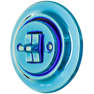 PORCELAIN WALL LIGHT SWITCH SKY BLUE 2 TOGGLE - DYKE & DEAN