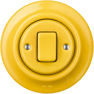 PORCELAIN WALL LIGHT SWITCH YELLOW FAT BUTTON - DYKE & DEAN