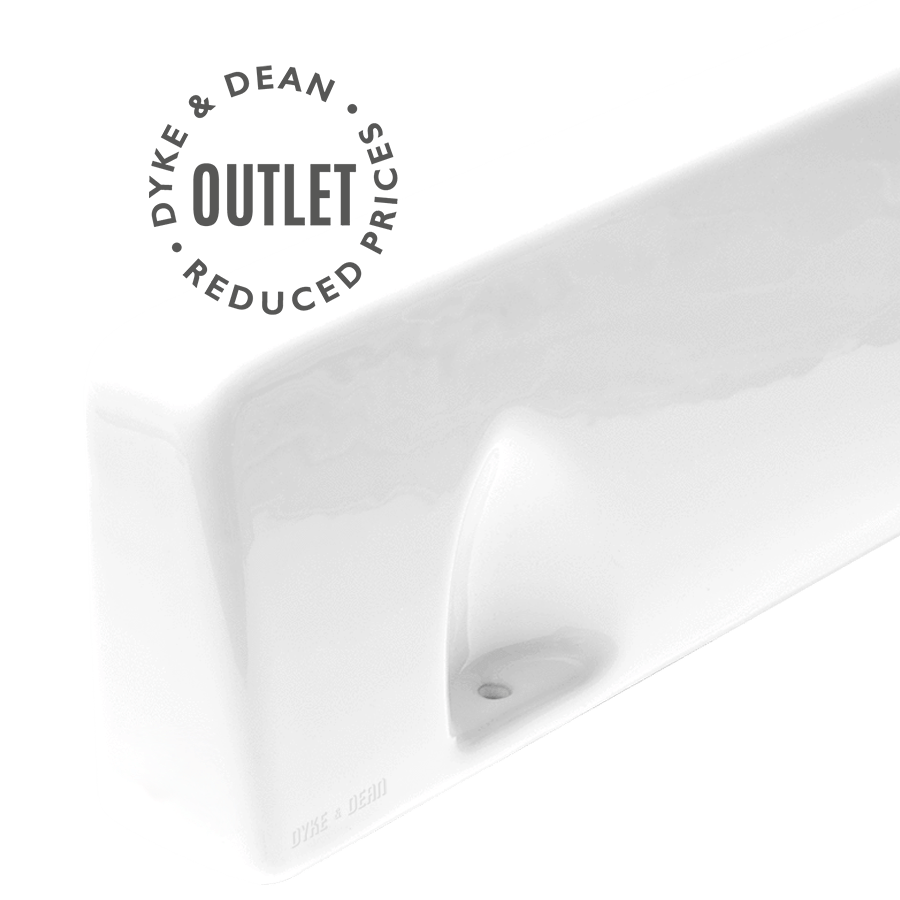 PORCELAIN WALL SHELF LARGE WHITE OUTLET - DYKE & DEAN