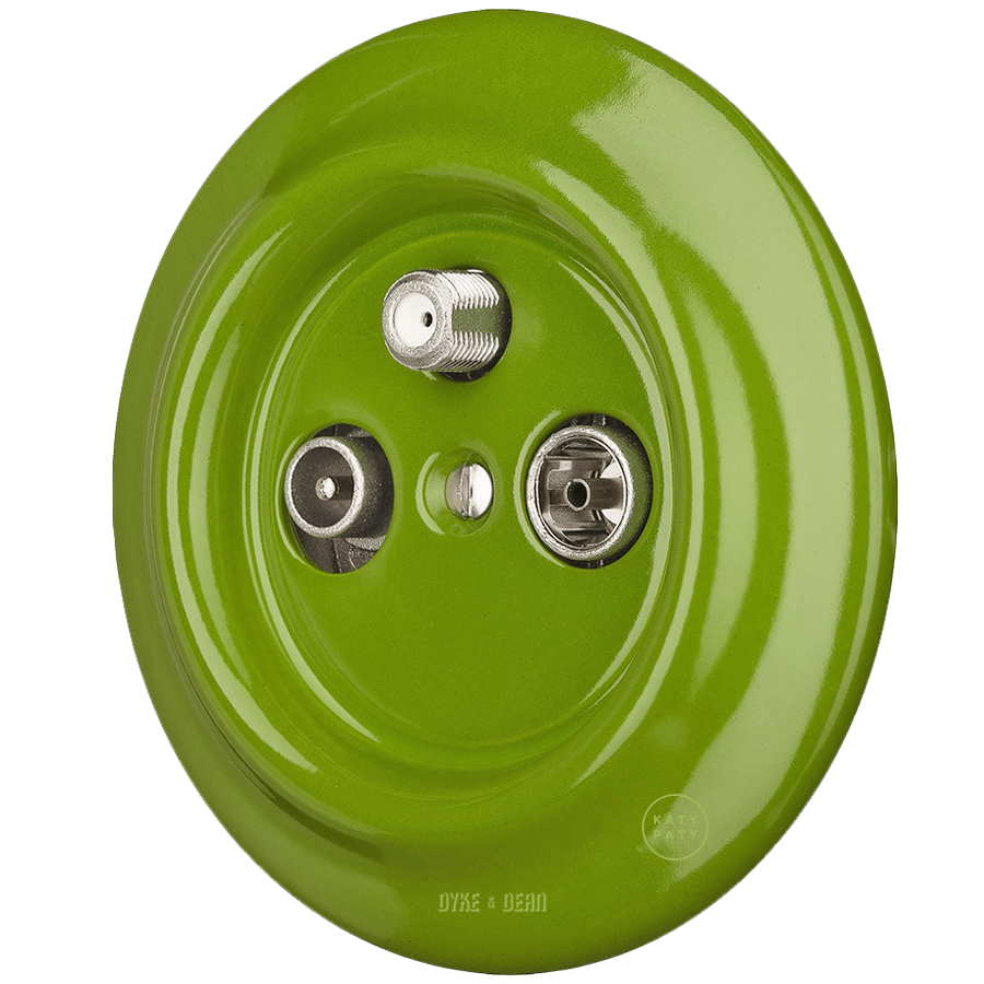 PORCELAIN WALL SOCKET GREEN TV ANTENNA - DYKE & DEAN