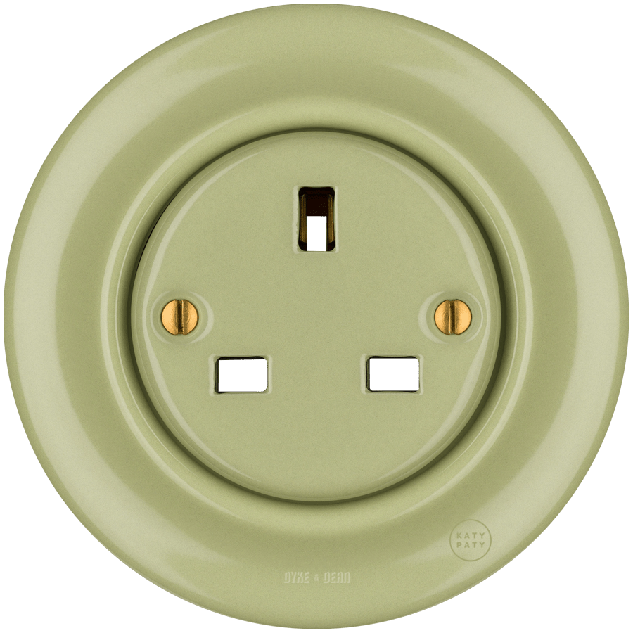 PORCELAIN WALL SOCKET MOSS GREEN UK - DYKE & DEAN